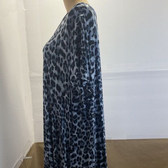 Jollie Lovin Woman's Short Sleeve Swing Dress Size 5X Leopard Print Blue Pockets - Picture 16 of 16
